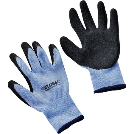 GLOBAL INDUSTRIAL Crinkle Latex Coated Gloves, Polyester Knit, Black/Blue, X-Large 708348XL